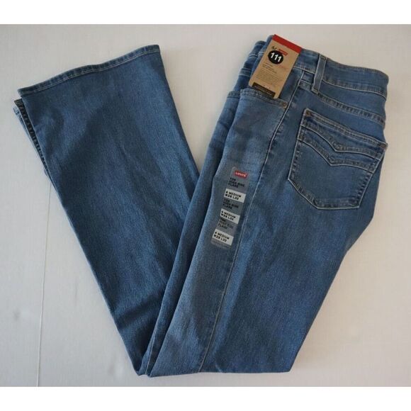 Levi's Women's Sz 6 Medium W28 L32 Blue 726 High Rise Flare Split-Hem Jeans - Picture 7 of 9